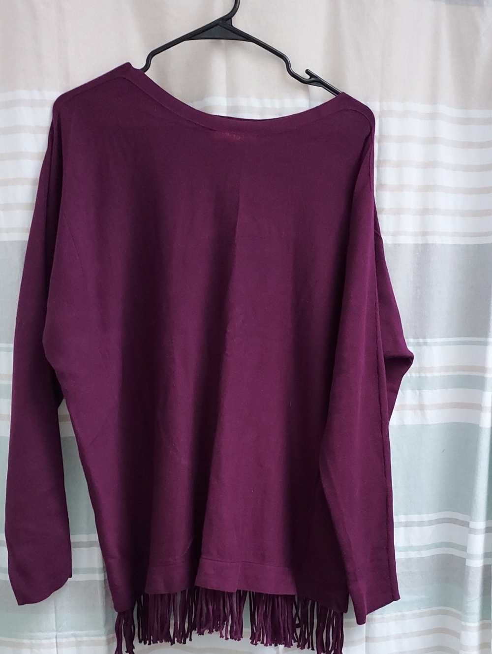 Lilly Pulitzer Plum Fringe-Hem Crew Neck Sweater